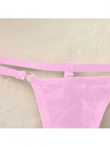 G-Strings & Thongs Men's Sexy Open Front Hole G String See Through Thong Sexy T Back Underwear - Pink - CU196HELT6H $11.68