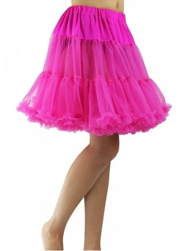 Slips Adult Women's 17" Length Chiffon Underskirt Tutu Petticoat - Hot Pink - CR12901DEZ9 $30.15