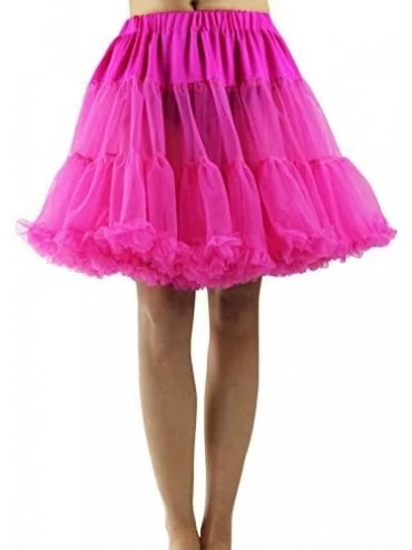 Slips Adult Women's 17" Length Chiffon Underskirt Tutu Petticoat - Hot Pink - CR12901DEZ9 $16.88