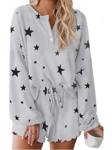Sets Womens Tie Dye Printed Loungewear Long Sleeve Pajama Set Sleepwear 2 Piece Nightwear with Shorts - Star - CS190HSASRR $2...