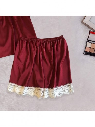 Baby Dolls & Chemises Women V-Neck Lingerie Sexy Lace Lingerie Nightwear Underwear Babydoll Short Sleepwear Set-S-XXL - Red -...