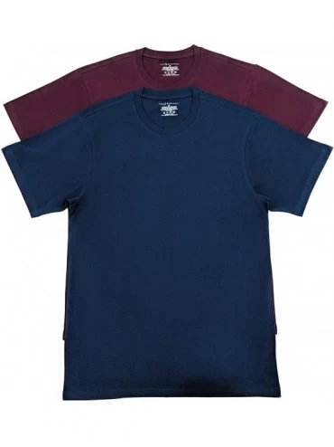 Undershirts Men's Cotton Stretch 2-Pack Slim Fit Short-Sleeve Crewneck T-Shirt - Dress Blue /Wine Tasting - CO18ACA8WA9 $44.44