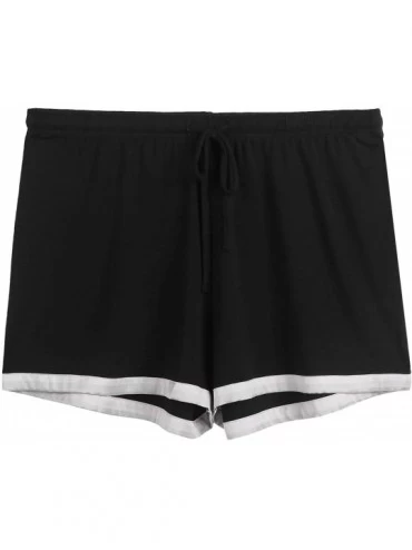 Sets Ladies Comfy Bamboo Pj Sets V Neck Jersey Knit Pajama Shorts Set Loungewear - Shorts-black - CE18E8XAM2D $19.64