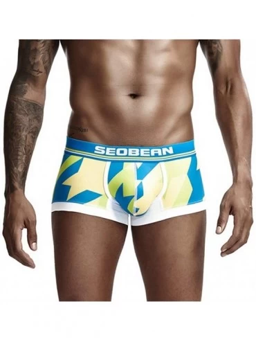 Boxer Briefs Sexy Style Fashion Printed Underwear Comfortable Underwear Soft Boxer Briefs Printed - Blue - CM18YZC6KZA $10.55