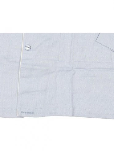 Sleep Sets Mens Herringbone Long Pajama Set with Piping - Blue - CH18KC0KOI2 $22.56