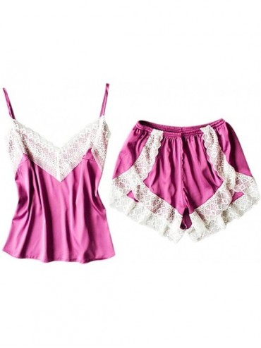 Bras Women Sexy Lace Sleepwear Printed Lingerie Temptation Babydoll Soft Comfort Underwear Loose Nightdress - Hot Pink - CR18...