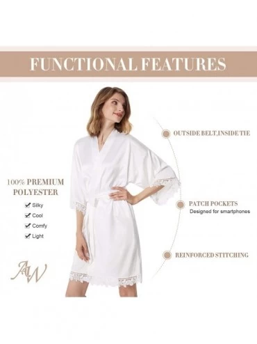 Robes Silky Bridesmaid Robes for Women Lightweight Kimono Bathrobe Sleepwear for Wedding Party - White (Maid of Honor) - C019...