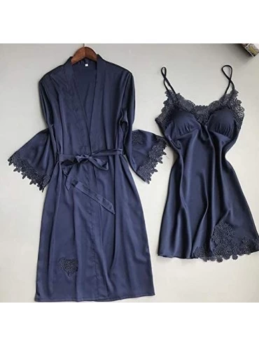 Robes Female Sleepwear Rayon Robe Set Summer Kimono Bathrobe Elegant Style Wedding Parties- Birthday- Summer Sleepwear Satin ...
