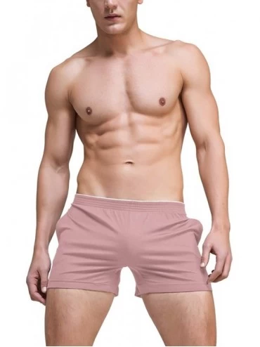 Sleep Bottoms Men's Pocket Running Workout Gym Active Shorts Lounge Sleep Bottoms - Pink - CQ198G6O73K $19.50
