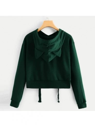 Baby Dolls & Chemises Womens Cat Print Long Sleeve Hoodies Sweatshirt Hooded Pullover Tops Blouse Tops Shirt - Green - CJ18WU...