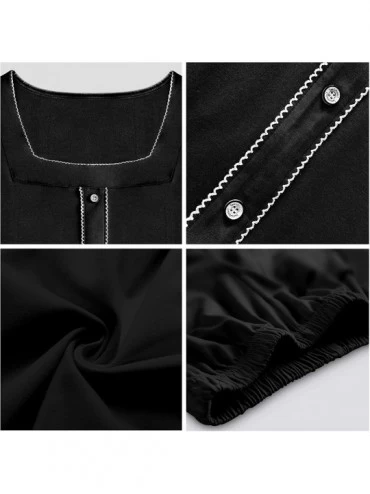 Sets Womens Pajamas Set Short Sleeve Sleepwear Tunic Top & Capri Pants Loungewear Pjs Sets - Black (Bamboo Fiber) - C7192S7X9...