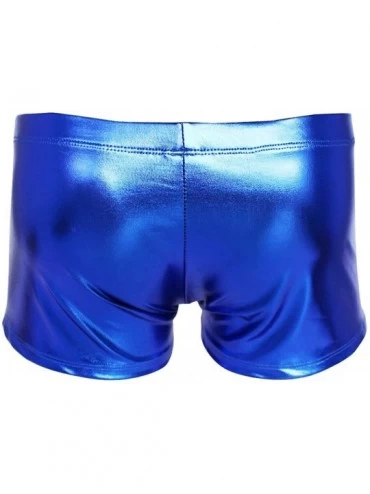 Bikinis Mens Wet Look Drawstring Boxer Briefs Swimwear Bikini Trunks - Blue - CL1858LYAC4 $13.31