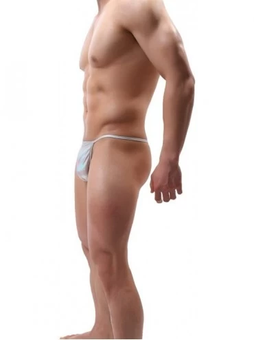 G-Strings & Thongs Hot Men's Thong Underwear- Hot Men's Thong G-String Performance Underwear. - Silver - C3192QSYM7R $13.05