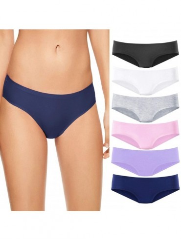 Panties Women's Underwear Stretch Cotton Hipster Panties Low Rise Soft Bikini Panty Comfort Briefs Pack of 6(Assorted) - 6-pa...
