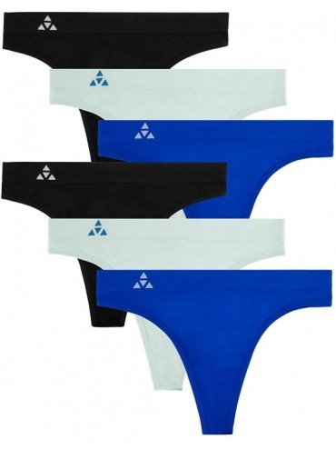 Panties Women's 6-Pack Quick Dry Breathable Seamless Thong Panties Underwear - The Blues Group - CH1855ZQ5C2 $53.85