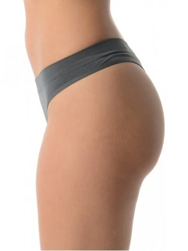 Panties Women's 6-Pack Quick Dry Breathable Seamless Thong Panties Underwear - The Blues Group - CH1855ZQ5C2 $21.16