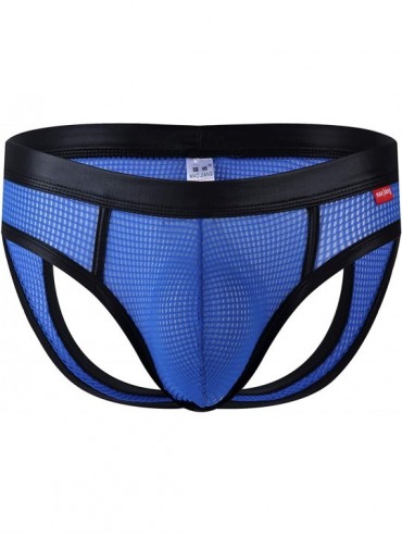 G-Strings & Thongs Men's Jockstraps Athletic Supporters Mesh Thong Work Out Underwear - Blue - CJ190XL8SZ6 $21.07