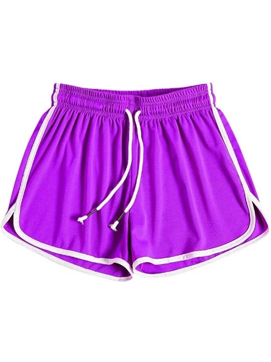 Bottoms Womens Summer Beach Sports Casual Shorts Plus Size Lounge Nightwear Pyjama Bottoms Gym Workout Athletic Shorts Purple...