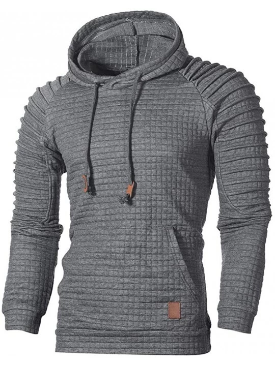 Thermal Underwear Autumn Long Sleeve Plaid Hoodie Hooded Sweatshirt Top Tee Outwear BlouseMen - Dark Gray - CX18M6RQ0N0 $26.61