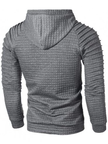 Thermal Underwear Autumn Long Sleeve Plaid Hoodie Hooded Sweatshirt Top Tee Outwear BlouseMen - Dark Gray - CX18M6RQ0N0 $26.61