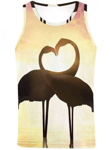 Undershirts Men's Muscle Gym Workout Training Sleeveless Tank Top Flamingoes Flying Against The Sun - Multi9 - CQ19DW7ZGI3 $5...
