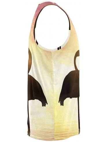 Undershirts Men's Muscle Gym Workout Training Sleeveless Tank Top Flamingoes Flying Against The Sun - Multi9 - CQ19DW7ZGI3 $2...