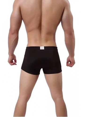 Boxer Briefs Swimming Trunks Boxer Brief Swimsuit Seamless Swim Underwear Boardshorts for Men - Brown - C4186WSTAMO $14.17