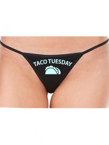 Panties Eat My Taco Tuesday Lick Me Oral Sex Black String Thong Panty - Baby Blue - C8195H9WIY9 $30.31
