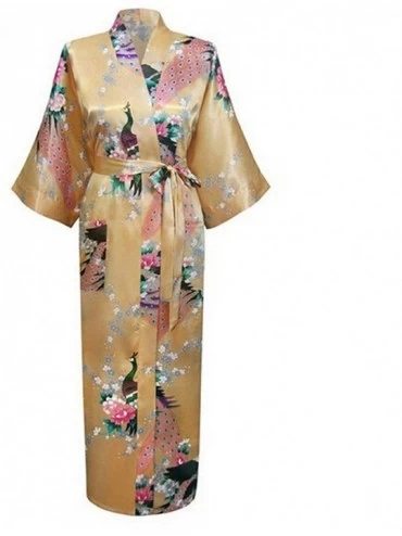 Robes Long Style Loose Japanese Yukata Dress Sleepwear Oriental Kimono Haori Chinese Qipao Nightgown Robe - Yellow - CI1938GO...