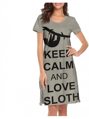 Nightgowns & Sleepshirts Womens Nightgown The Stoned Sloth Comfy Classic Short Sleeve Nightdress - Keep Clam and - C718WIGG0U...