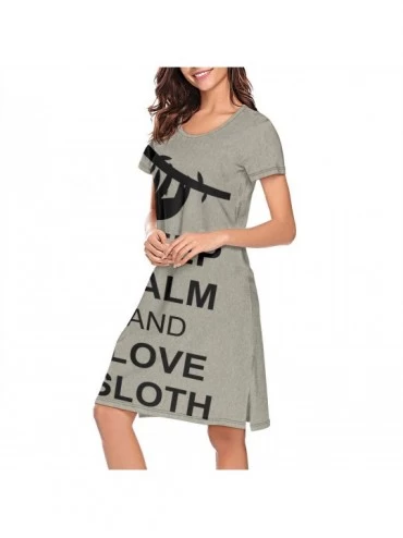 Nightgowns & Sleepshirts Womens Nightgown The Stoned Sloth Comfy Classic Short Sleeve Nightdress - Keep Clam and - C718WIGG0U...
