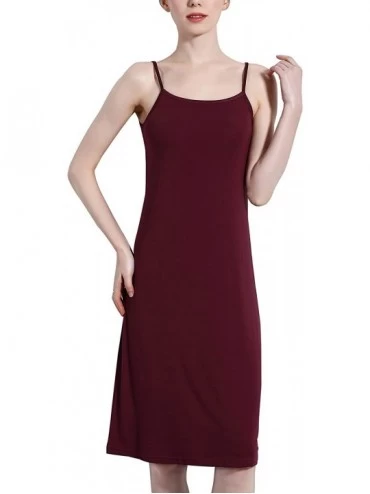 Slips Women's Full Slip Dress Soft Cotton Cami Sleepwear Spaghetti Strap Seamless Under Dress Basic Chemise Nighgowns - Midi ...