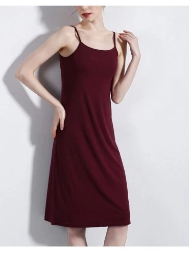 Slips Women's Full Slip Dress Soft Cotton Cami Sleepwear Spaghetti Strap Seamless Under Dress Basic Chemise Nighgowns - Midi ...