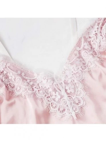 Sets Womens Lace Cami Top Lingerie Straps Bralette Shorts Panties 3 Piece Sleepwear Set Sexy Lingerie Pajama Set Pink - CS196...