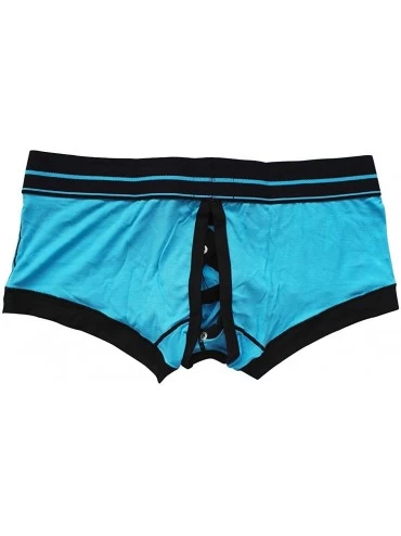 Boxer Briefs Sexy Men's Buckled Bulge Pouch Crossdress Panties Trunks Boxer Shorts Underwear - Sky Blue - CT18K3MXDSS $18.46
