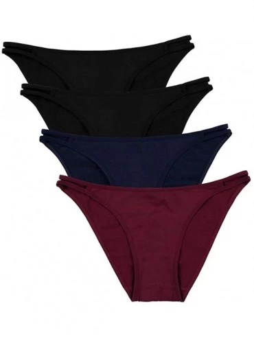 Panties Womens Cotton Underwear Hipster Panties Lace Trim Briefs Pack of 4 - Basic Bikini - CH186EYN3ZO $35.20