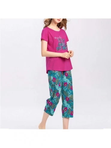Sets Women's Sleepwear Tops with Capri Pants Pajama Sets - Feather - CW18SIZERTD $28.43