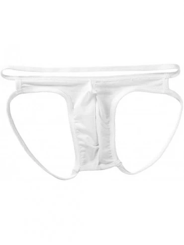 G-Strings & Thongs Men's Low Rise Bulge Pouch Jockstrap Underwear Strappy Breathable Thong G-String Panties - White - CT19CAM...