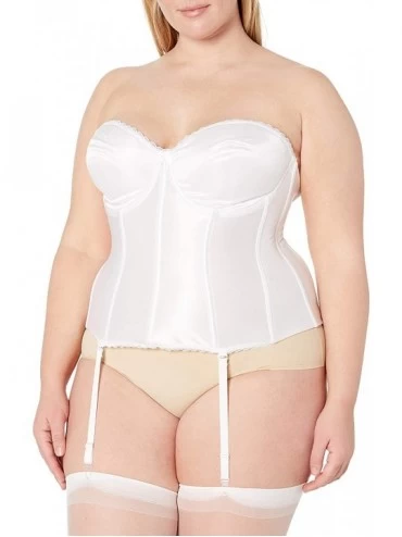 Bustiers & Corsets Women's Plus Size Smooth Satin Hourglass Bustier - White - CS1113C7QNP $78.95