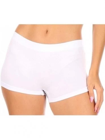 Panties Women's Seamless Stretch Boy Short Panties (6 Pack) - White - CW18S64G0CX $31.78
