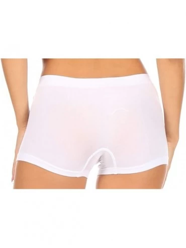 Panties Women's Seamless Stretch Boy Short Panties (6 Pack) - White - CW18S64G0CX $16.75