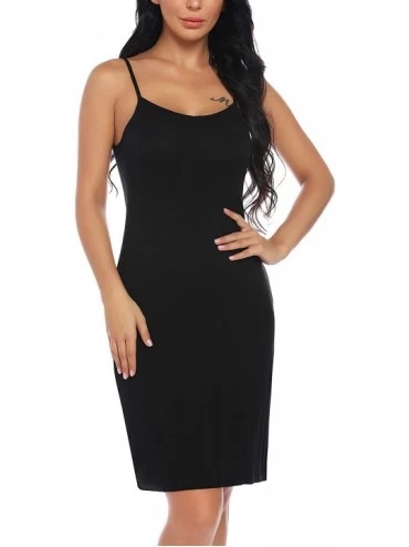Slips Full Slips for Women Soft Nightgown Spaghetti Strap Cami Under Mini Dress Daywear - Black - CW18TQDDNSG $18.73