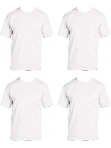 Undershirts mens 5 oz. 100% Heavy Cotton HD Pocket T-Shirt (3931P) WHITE-4PK - C71201TCO5P $24.48