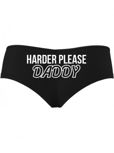 Panties Harder Please Daddy Give It to Me Rough Black Boyshort Panties - White - CT195ZWILX0 $14.85