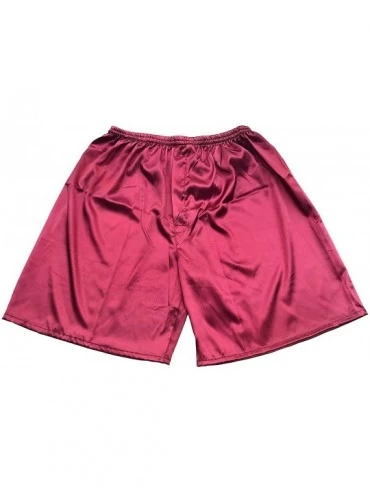 Boxers Men's Satin Boxers Shorts Combo Pack Underwear - Black + Burgundy (2-pack) - CM18SZN64DL $20.28