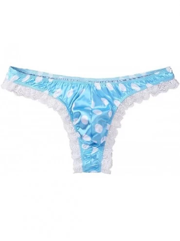 Briefs Mens Stain Ruffle Frilly Crossdress Bikini Briefs Sissy Pouch Polka Dots G-String Thongs Underwear - Sky Blue - CE19DC...