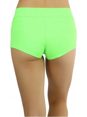 Panties Women's Micro Mini Rave Booty Shorts Hipsters Cheeky Boyshorts - Mid-rise - Neon Green - CB185T2X4MN $15.35