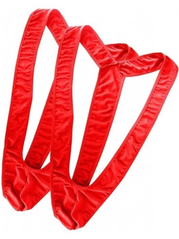 Bikinis Set Of 2 Mens Borat Mankini Underwear Costume Swimsuit Thong Halloween - Red - CY12BPXPUH5 $24.80