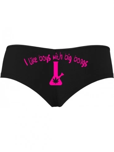 Panties I Like Boys with Big Bongs Pot Weed Black Boyshort Panties - Hot Pink - CK195GRYSMQ $16.20