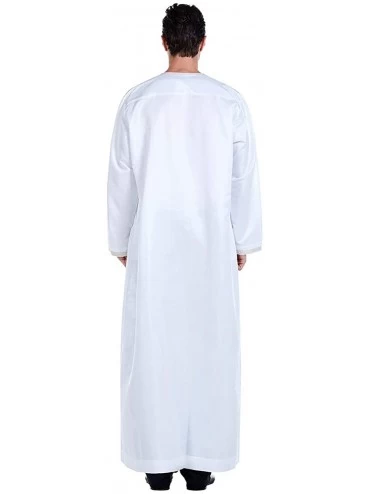 Robes Comfortable Muslim Robe Long Sleeve Robe Arab Muslim Robe Middle Eastern Robe for Men Male (Black- S) - White - CX194K3...